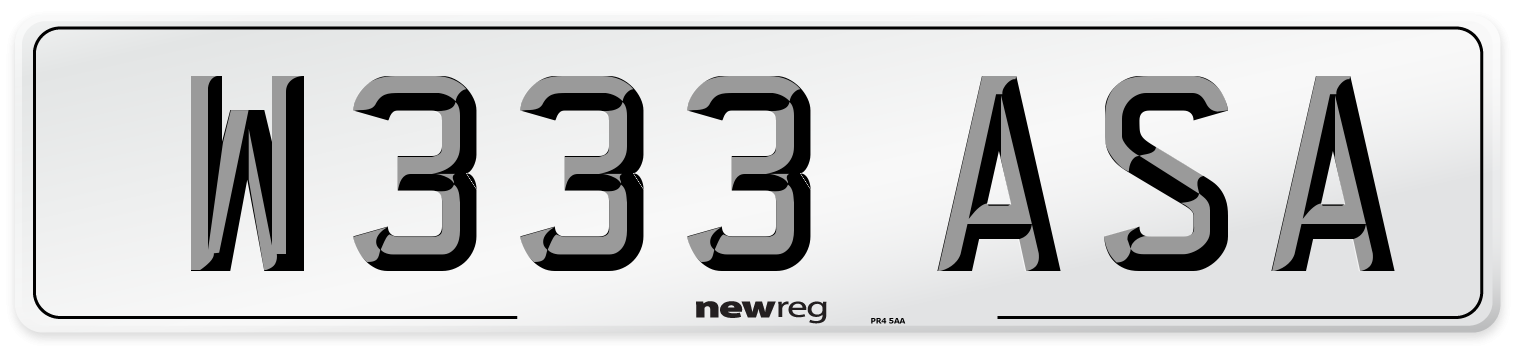 W333 ASA Number Plate from New Reg